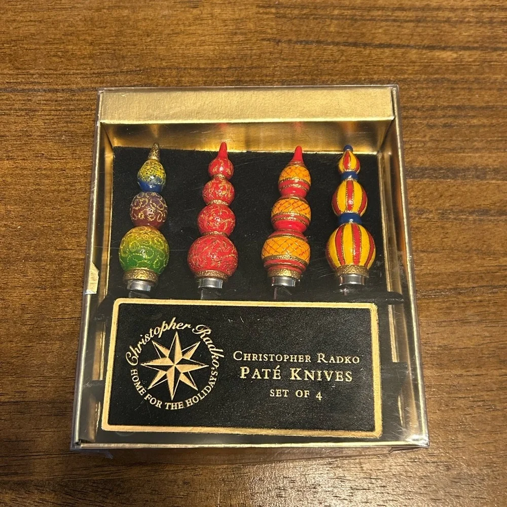 Christopher Radko Festive Home For The Holidays Multicolor Paté Knives Set of 4